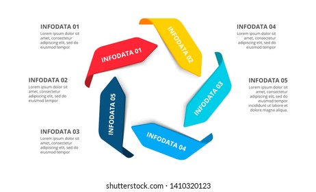 Vector arrows infographic. Cycle diagram with 5 options. Business template for presentation.