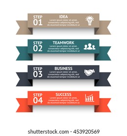 Vector arrows infographic, diagram chart, graph presentation. Business concept with 4 options, striped lines parts, layered steps, processes.