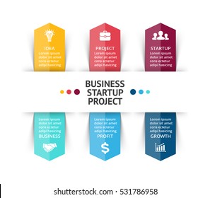 Vector arrows infographic, diagram chart, graph presentation. Business concept with 6 options, parts, steps, processes.
