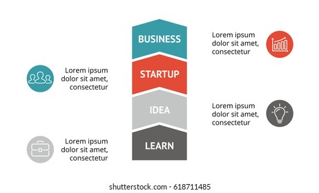Vector arrows infographic, diagram chart, graph presentation. Business template with 4 options, parts, steps, processes. 16x9 slide. Flat trendy minimal design infographics.