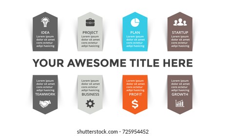 Vector arrows infographic, diagram chart, graph presentation. Business infographics concept with 8 options, parts, steps, processes.