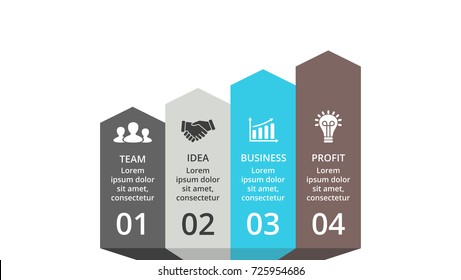 Vector arrows infographic, diagram chart, graph presentation. Business infographics concept with 4 options, parts, steps, processes.