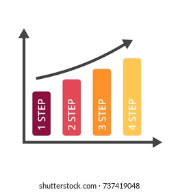 Vector arrows infographic, diagram chart, graph presentation. Business growth success infographics concept with 4 options, parts, steps, processes. Performance columns.