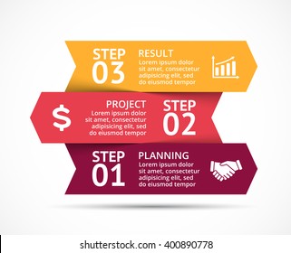 Vector arrows infographic, diagram, graph, presentation, chart. Business concept with 3 options, parts, steps, processes. Infographics direction growth data lines template. Abstract background.