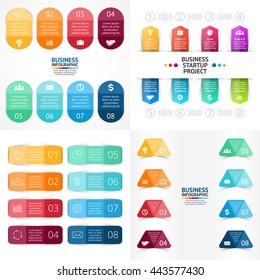 Vector arrows infographic, diagram, graph, presentation, chart. Labels and stickers. Business concept with 8 options, parts, steps, processes. Info graphic growth data lines template.