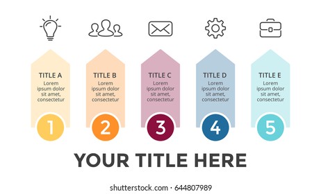 Vector arrows infographic, growth diagram chart, performance graph presentation. Business progress concept with 5 options, parts, steps, processes. 16x9 dark slide template.