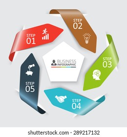 Vector arrows for infographic. Template for cycle diagram, graph, presentation and round chart. Business concept with 5 options, parts, steps or processes. Abstract background.