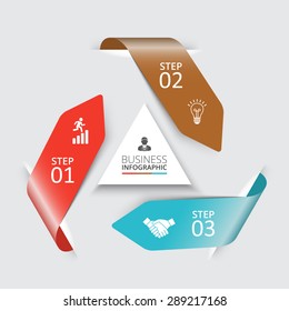 Vector arrows for infographic. Template for cycle diagram, graph, presentation and round chart. Business concept with 3 options, parts, steps or processes. Abstract background.