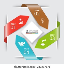 Vector arrows for infographic. Template for cycle diagram, graph, presentation and round chart. Business concept with 4 options, parts, steps or processes. Abstract background.