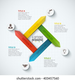 Vector arrows infographic. Template for cycle diagram, graph, presentation and round chart. Business concept with 4 options, parts, steps or processes. Data visualization.