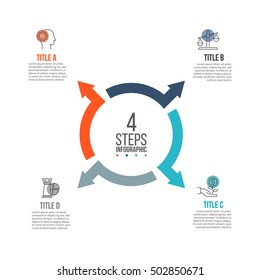 Vector arrows infographic. Template for cycle diagram, graph, presentation and round chart. Business concept with 4 options, parts, steps or processes. Data visualization.