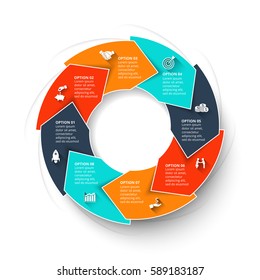 Vector arrows infographic. Template for cycle diagram, graph, presentation and chart. Business concept with 8 options, parts, steps or processes. Data visualization.