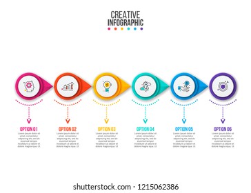 Vector arrows infographic. Template for diagram, graph, presentation and chart. Business concept with 6 options, parts, steps or processes. Data visualization.