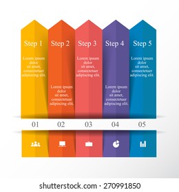 Vector arrows infographic. Template for diagram, graph, presentation, chart. Business concept with 5 options, parts, steps or processes. Step up progress and growth.