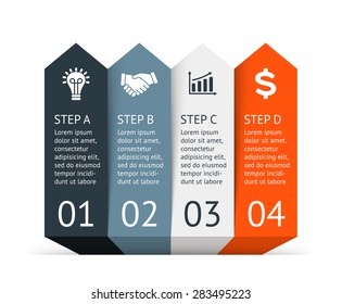 Vector arrows infographic. Template for diagram, graph, presentation and chart. Business startup concept with 4 options, parts, steps or processes. Abstract background. Data visualization.