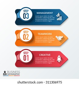 Vector arrows for infographic. Template for diagram, graph, presentation and chart. Business concept with 3 options, parts, steps or processes. Abstract background.