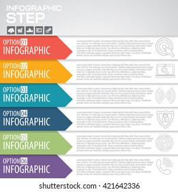 Vector arrows for infographic. Template for diagram, graph, presentation and chart. Business concept with 6 options, parts, steps or processes. Abstract background.