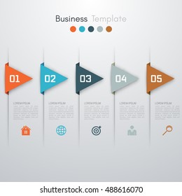 Vector arrows infographic. Template for diagram, graph, presentation and chart. Business concept with 5 options, parts, steps or processes