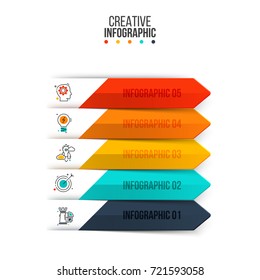 Vector arrows for infographic. Template for diagram, graph, presentation and chart. Business concept with 5 options, parts, steps or processes. Abstract background.