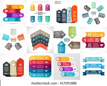Vector up arrows infographic, timeline diagram, stairs graph, presentation, chart. Business startup concept with 3, 4, 5, 6, 7 options, parts, steps, processes. Infographics growth template.