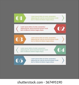 vector arrows lines info graphics set. Template for diagram, graph, presentation and chart. Business concept with 5 options, parts, steps or processes. Abstract background.