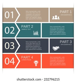 Vector arrows lines infographic. Template for diagram, graph, presentation and chart. Business concept with 4 options, parts, steps or processes. Abstract background.