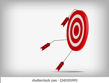 Vector : Arrows with miss archery target on gray background