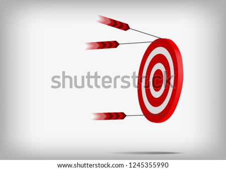 Vector : Arrows with miss archery target on gray background