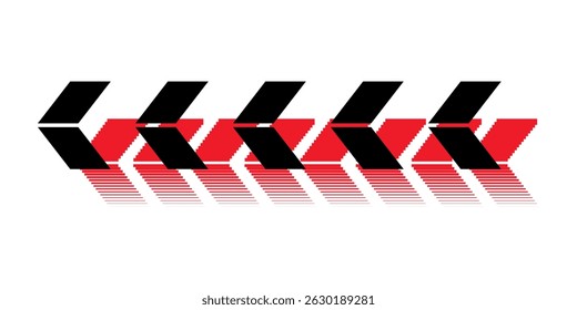 Setas vetoriais na direção oposta. Vermelho e preto. Ponteiro. Padrão distribuído. Fundo do vetor.