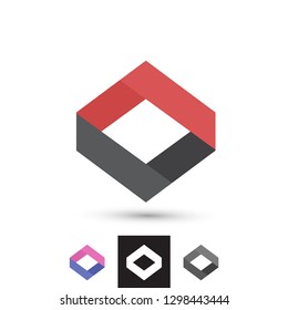 Vector Arrows Origami Fold, 3d Square Illusion Logo. Professional Brand Identity Graphics.