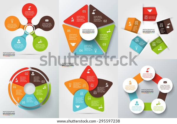 Vector arrows, pentagon, circles and other\
elements for infographic. Template for cycle diagram, graph,\
presentation and round chart. Business concept with 5 options,\
parts, steps or\
processes.
