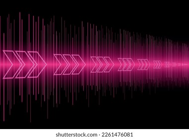 vector with arrows pointing to the right. illustration of neon arrows moving along with the lines.