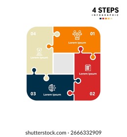 Infográfico de quebra-cabeça de setas vetoriais, diagrama de ciclo, gráfico de apresentação. Conceito de negócios com 4 opções, peças, etapas, processos. Eps Vetorial