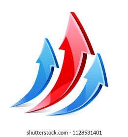 vector arrows red blue up growth sharply upward