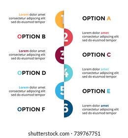 Vector arrows semicircles timeline infographic, diagram chart, graph presentation. Business infographics progress concept with 6 options, parts, steps, processes.