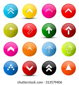 Vector Arrows Set. Colorful Arrows in Circles Isolated on White Background.