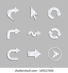 Vector Arrows set made of creased paper