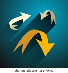 Vector Arrows Set on Blue Background 