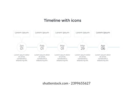 Vektor-Pfeile Timeline-Infografik, Diagramm, Darstellung der Graphen. Business-Infografik-Konzept mit Optionen, Teilen, Schritten, Prozessen. 6 Zeiträume und Punkte.