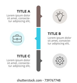 Vector arrows timeline infographic, diagram chart, graph presentation. Business progress infographics concept with 3 options, parts, steps, processes.