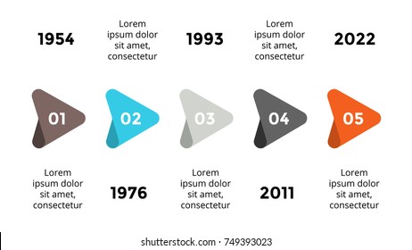 Vector arrows triangles timeline infographic, diagram chart, graph presentation. Business progress infographics concept with 5 options, parts, steps, processes.