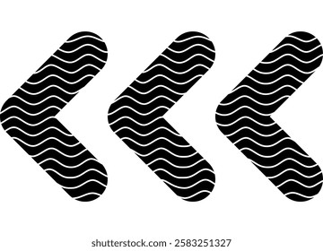 Vector arrows from wavy lines on a white background in retro style. Modern pattern. Trendy design element. Pointer. Navigation