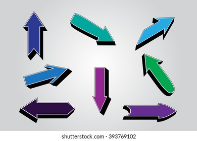 Vector arrows.3D arrows set. 