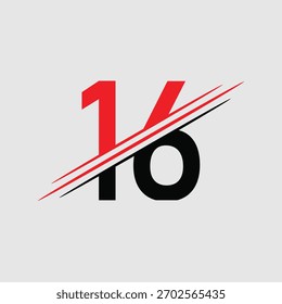 Um Vetor Art 16 Número Logo Design