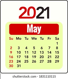 Vector art for 2021 calendar -  May month