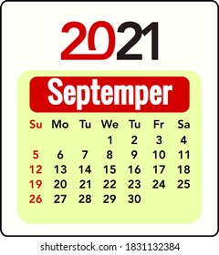Vector art for 2021 calendar -  September month