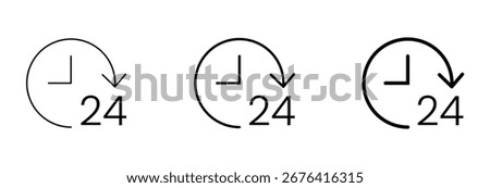 Vector art of 24 hour service icon symbol of all day open shop or store customer support and help center sign vector illustration