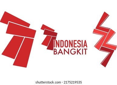Vector art of 77th Independence Day of Indonesia. Text in artwork means "Indonesia Rises".