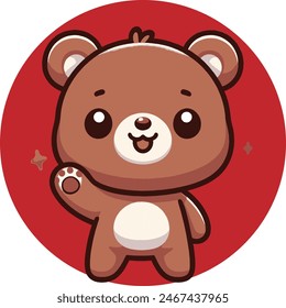 vector art about cute brown bear say hallo to world