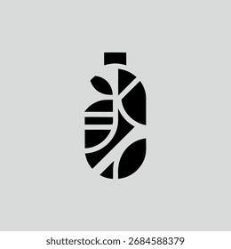 Arte vectorial de la forma abstracta de la botella negra con el modelo geométrico